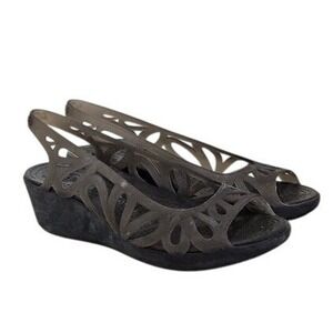 Crocs Adrina III Mini Wedge Slingback Sandals Women Size 7 Green Gray Jelly